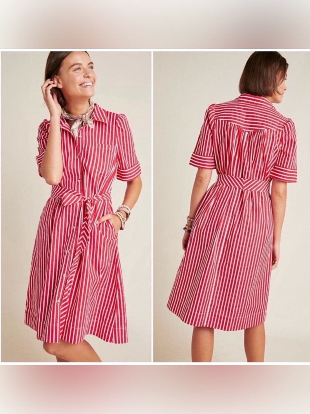 Anthropologie Maeve Kiana Striped Shirt Dress , Small - Picture 5 of 10